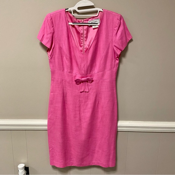Willow Glenn Sz 12 Pink Linen Barbie Dress 👗 GUC Bow Front - Picture 1 of 6